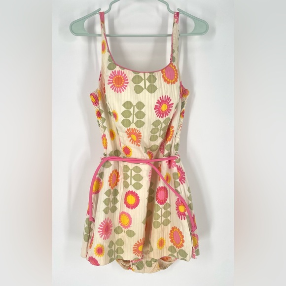 Vintage Other - 50s / 60s Mod Flower Print One Piece Swimsuit With Bloomer Bottoms